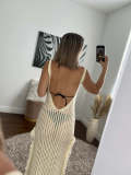 Sunscreen Smocked Knit Beach Long Dress OSM-4451