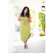 Plus Size Fashion Sleeveless Drawstring Midi Dress QYXZ-9983