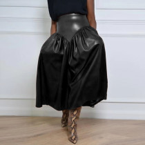 Plius Size PU Leather Half Body Patchwork Skirt GDAM-890