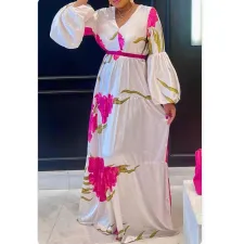 Floral Print Layered Patchwork Maxi Dress QYXZ-9168