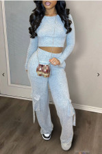 Solid Long Sleeve Pants Casual 2 Piece Set GYZY-8857