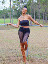 Sexy Lattices Wrap Chest Vest Two Piece Set QZX-6286