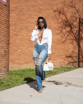 Casual Slim Holes Washed Jeans BGN-342
