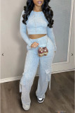 Solid Long Sleeve Pants Casual 2 Piece Set GYZY-8857