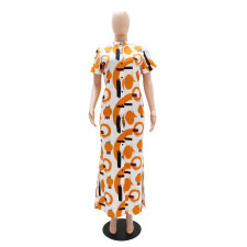 Short Sleeve Print Split Shirt Dress GYLY-10376