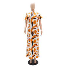 Short Sleeve Print Split Shirt Dress GYLY-10376