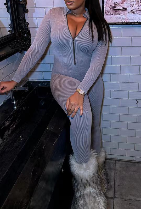 Zipper Long Sleeve Sport Jumpsuit GYZY-8856