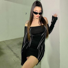 Sexy One Shoulder Long Sleeve Mini Dress GLRF-30544