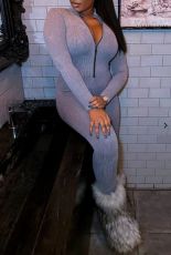 Zipper Long Sleeve Sport Jumpsuit GYZY-8856