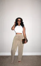 Casual Flannel Wide Leg Pants TR-1296