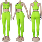 Skinny Fit Sports Trendy Tank Top Pants Suit HNIF-125