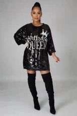 Casual Sequin Half Sleeve Midi Dress GYSF-0054