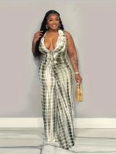 Plus Size Print Sleeveless Two Piece Pants Set MOF-608