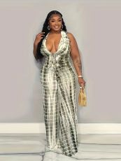 Plus Size Print Sleeveless Two Piece Pants Set MOF-608