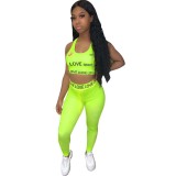 Skinny Fit Sports Trendy Tank Top Pants Suit HNIF-125