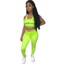 Skinny Fit Sports Trendy Tank Top Pants Suit HNIF-125
