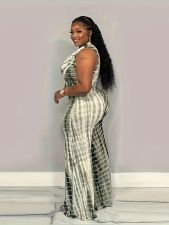 Plus Size Print Sleeveless Two Piece Pants Set MOF-608