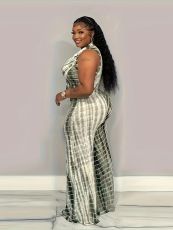 Plus Size Print Sleeveless Two Piece Pants Set MOF-608
