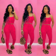 Solid Drawstring Vest Pants Two Piece Set SMD-24012
