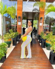 Sleeveless Knits Tops Wide Leg Pants 2 Piece Set TR-1297