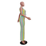 Sleeveless Knits Tops Wide Leg Pants 2 Piece Set TR-1297
