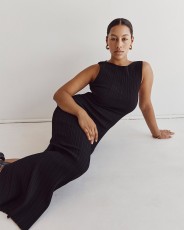 Knits Sleeveless Solid Color Maxi Dress GFQS-1231