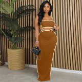 Sexy Wrap Chest And Sling Dress Two Piece Set MUE-8053