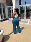Mesh Wave Ruffle Wide Leg Pants GFDY-1260