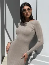 Long Sleeve Knits Slim Maxi Dress GFQS-DCL074