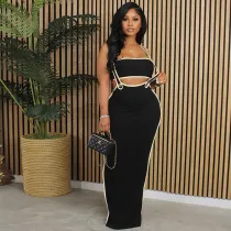 Sexy Wrap Chest And Sling Dress Two Piece Set MUE-8053