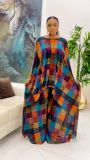 Fashion Print Shawls Tops And Wide Leg Pants 2 Piece Set NY-10732