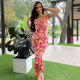 Sexy Sling V Neck Print Dress FSXF-591