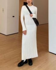 Casual Solid Knits Long Sleeve Maxi Dress GFQS-5513