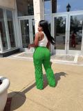 Mesh Wave Ruffle Wide Leg Pants GFDY-1260