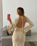 Tie Up Backless Flare Sleeve Maxi Dress GFQS-P0328