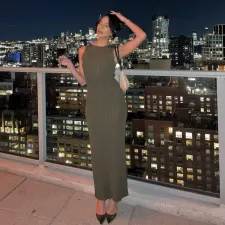 Knits Sleeveless Solid Color Maxi Dress GFQS-1231