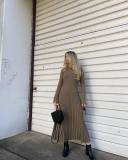 Casual Solid Knits Long Sleeve Maxi Dress GFQS-5513
