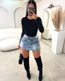 Fashion Irregular Denim Half-body Skirt QXTF-82052