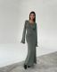 Tie Up Backless Flare Sleeve Maxi Dress GFQS-P0328