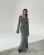 Tie Up Backless Flare Sleeve Maxi Dress GFQS-P0328