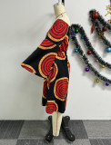 Casual Print Off Shoulder Tie Up Midi Dress NY-10748