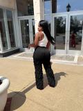 Mesh Wave Ruffle Wide Leg Pants GFDY-1260