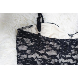 Sexy Sling Lace Solid Color Maxi Dress YF-10711