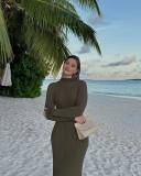 Casual Long Sleeve Knits Maxi Dress GFQS-4059