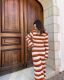 Stripe Color Block Knits Beach Maxi Dress GFQS-5003