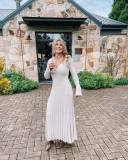 Fashion Knits V Neck Long Sleeve Maxi Dress GFQS-0728-1