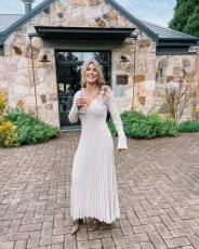 Fashion Knits V Neck Long Sleeve Maxi Dress GFQS-0728-1