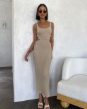 Striped Color Block Backless Knits Bandage Dress GFQS-0408