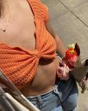 V-Neck Crochet Cutout Crop Top GFQS-0513