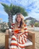 Stripe Color Block Knits Beach Maxi Dress GFQS-5003